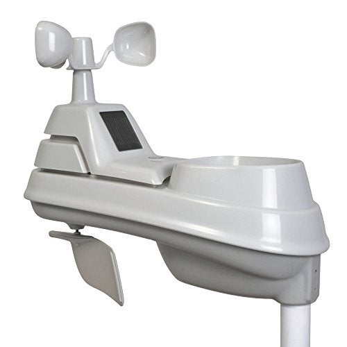 أكوريت مستشعر الطقس AcuRite Iris 5 في 1 مع مقياس المطر 06004M سرعة الرياح واتجاه الرياح ودرجة الحرارة والرطوبة باللون الأبيض - Image 1